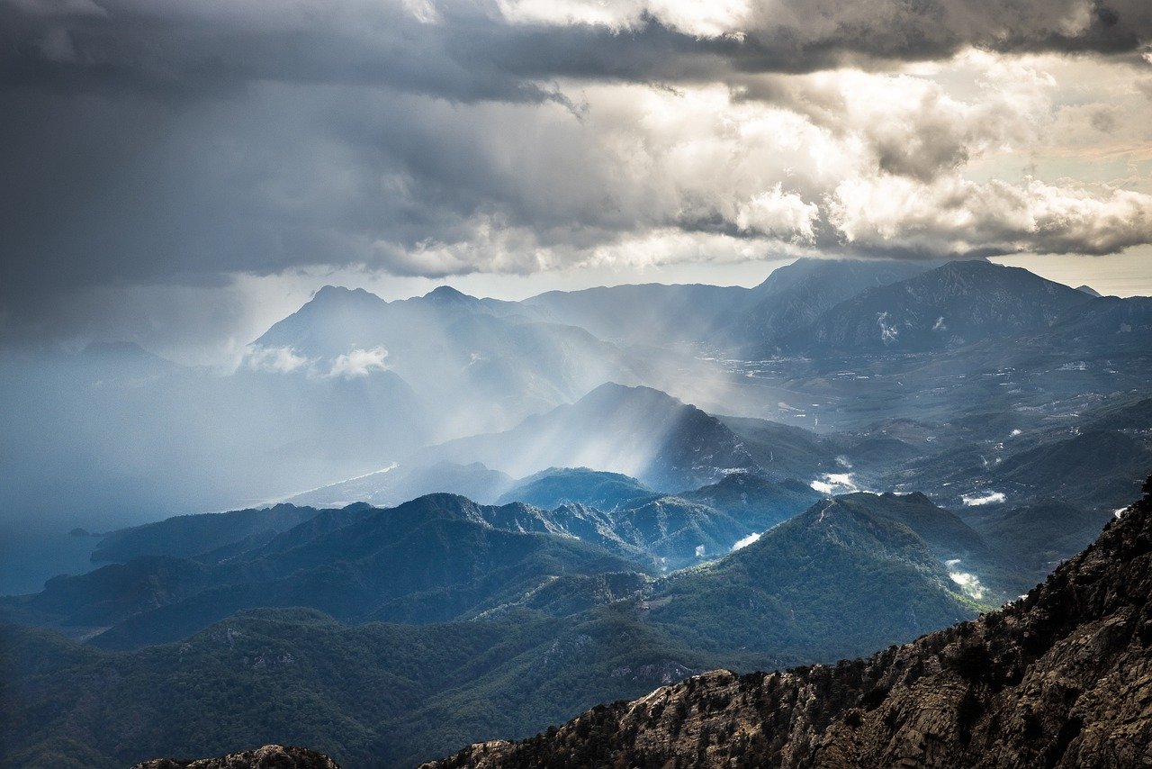 mountains, landscape, nature, sunbeam, clouds, outdoors, landscape, landscape, landscape, landscape, landscape, outdoors